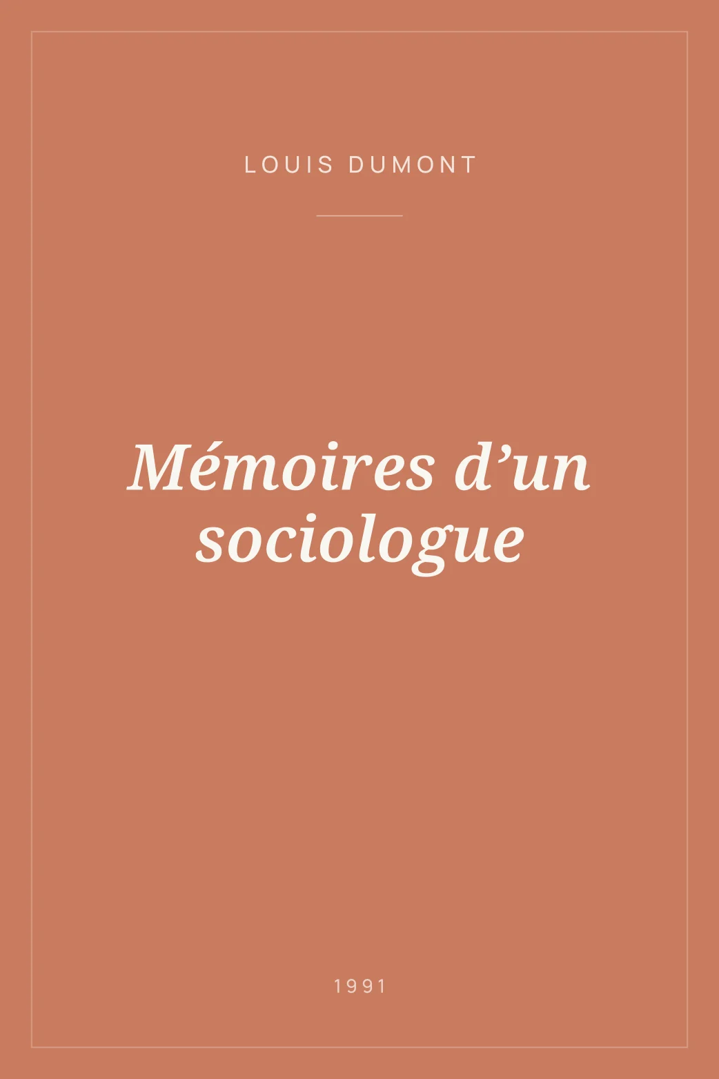 Portada de Mémoires d’un sociologue
