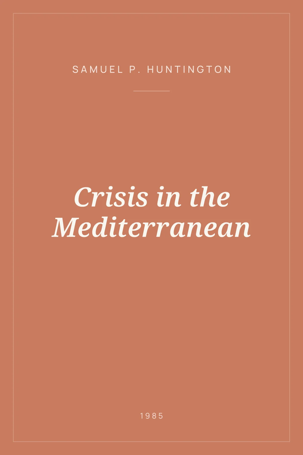 Portada de Crisis in the Mediterranean