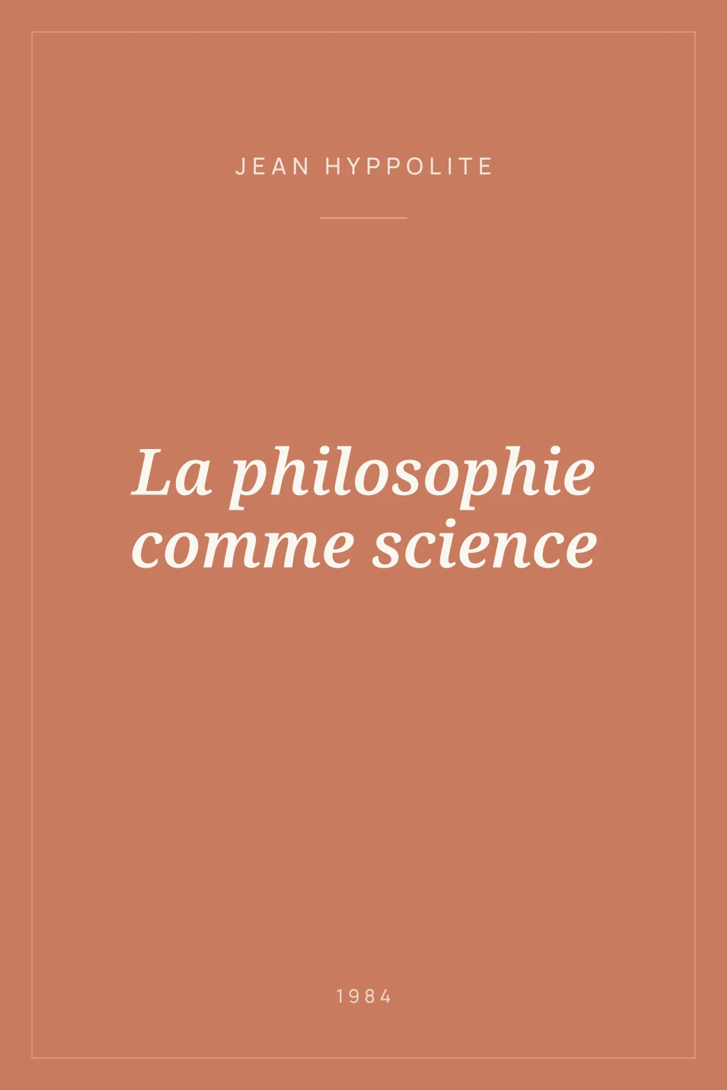 Portada de La philosophie comme science
