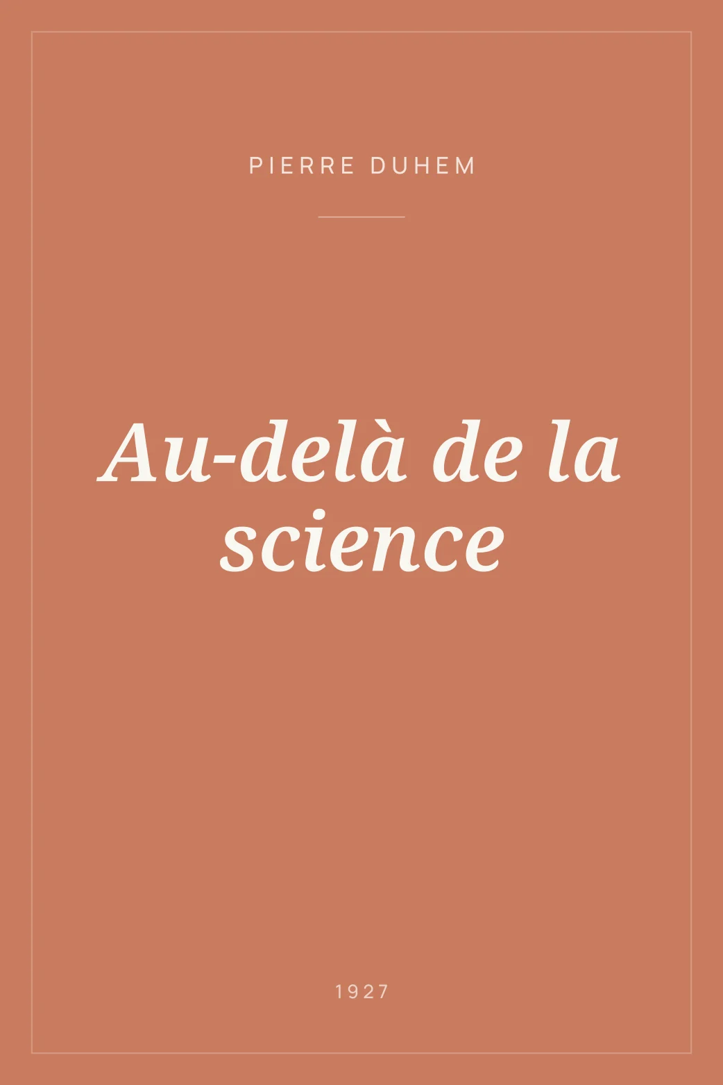 Portada de Au-delà de la science