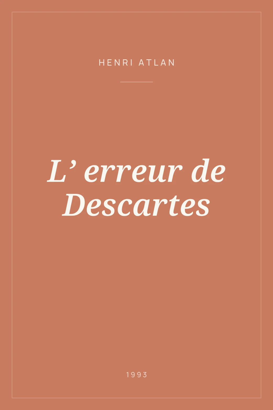 Portada de L’ erreur de Descartes