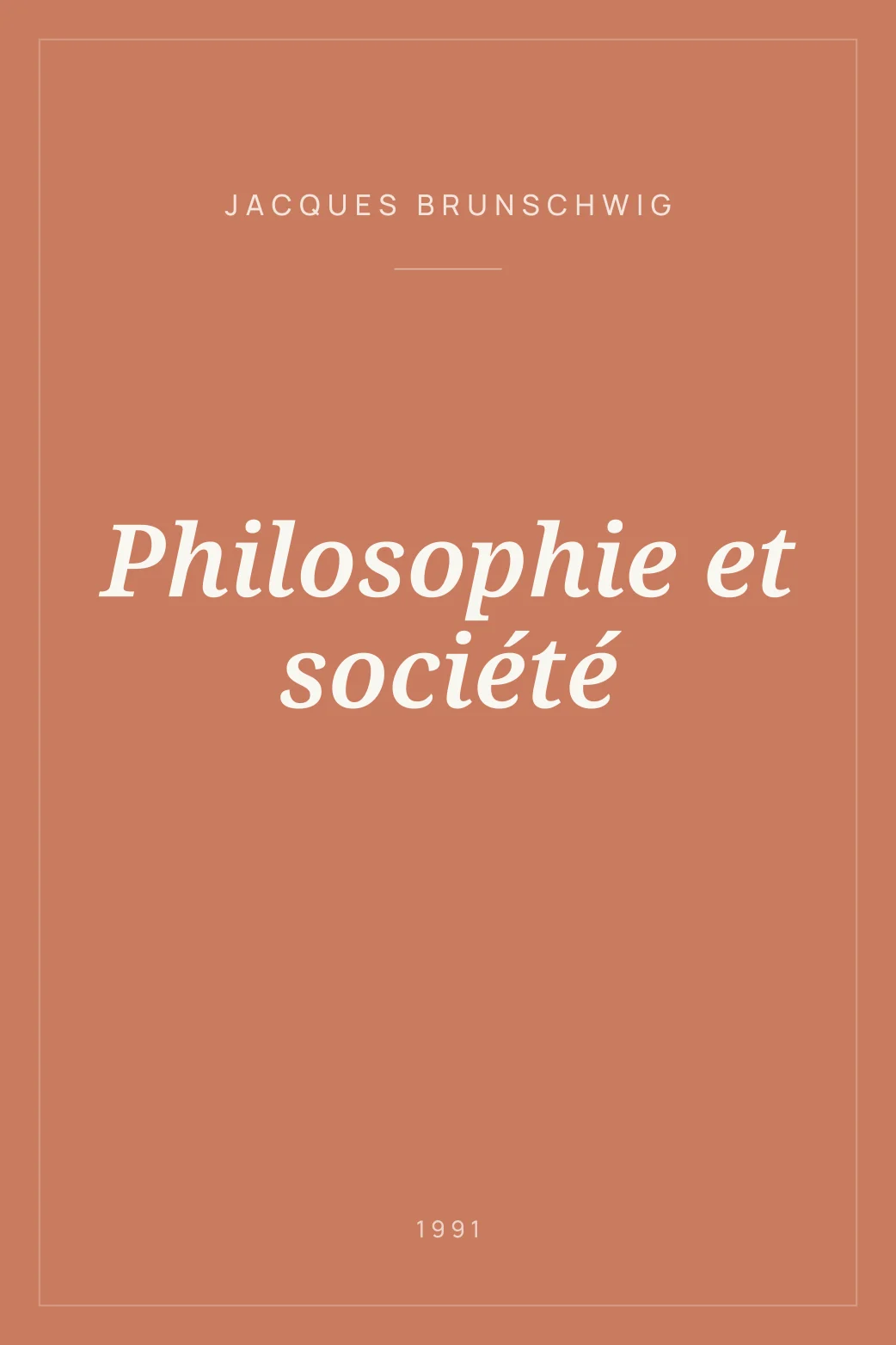 Portada de Philosophie et société