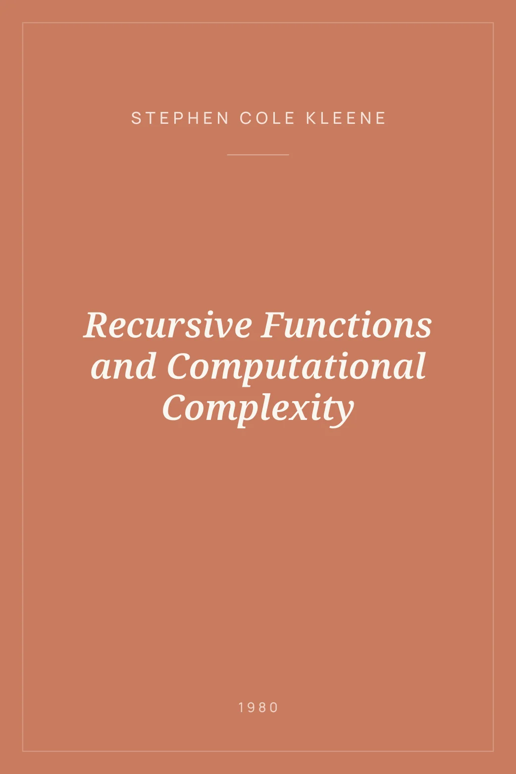 Portada de Recursive Functions and Computational Complexity