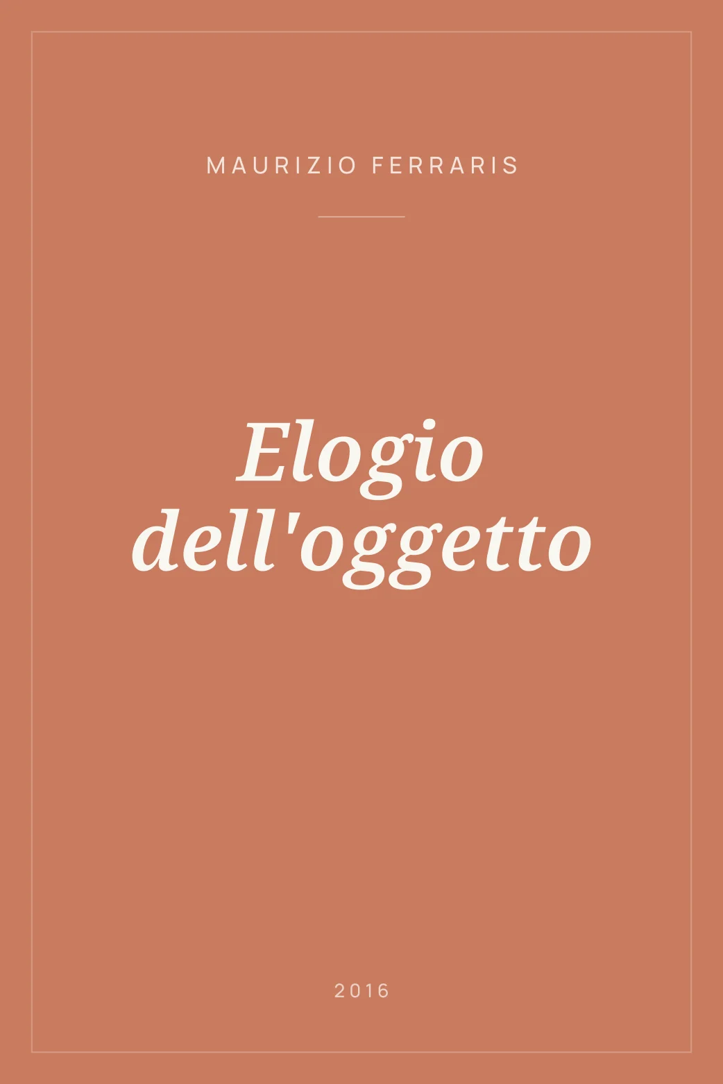 Portada de Elogio dell'oggetto