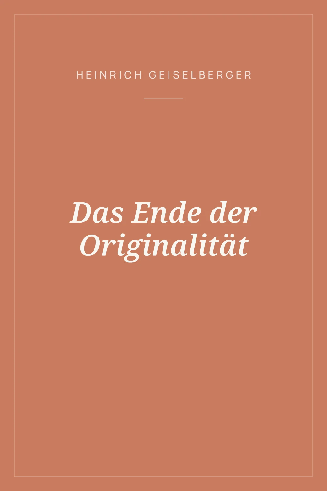 Portada de Das Ende der Originalität