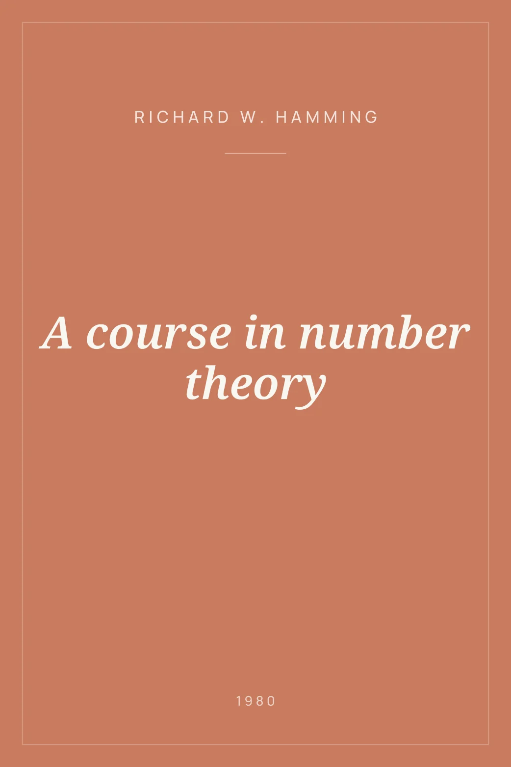 Portada de A course in number theory