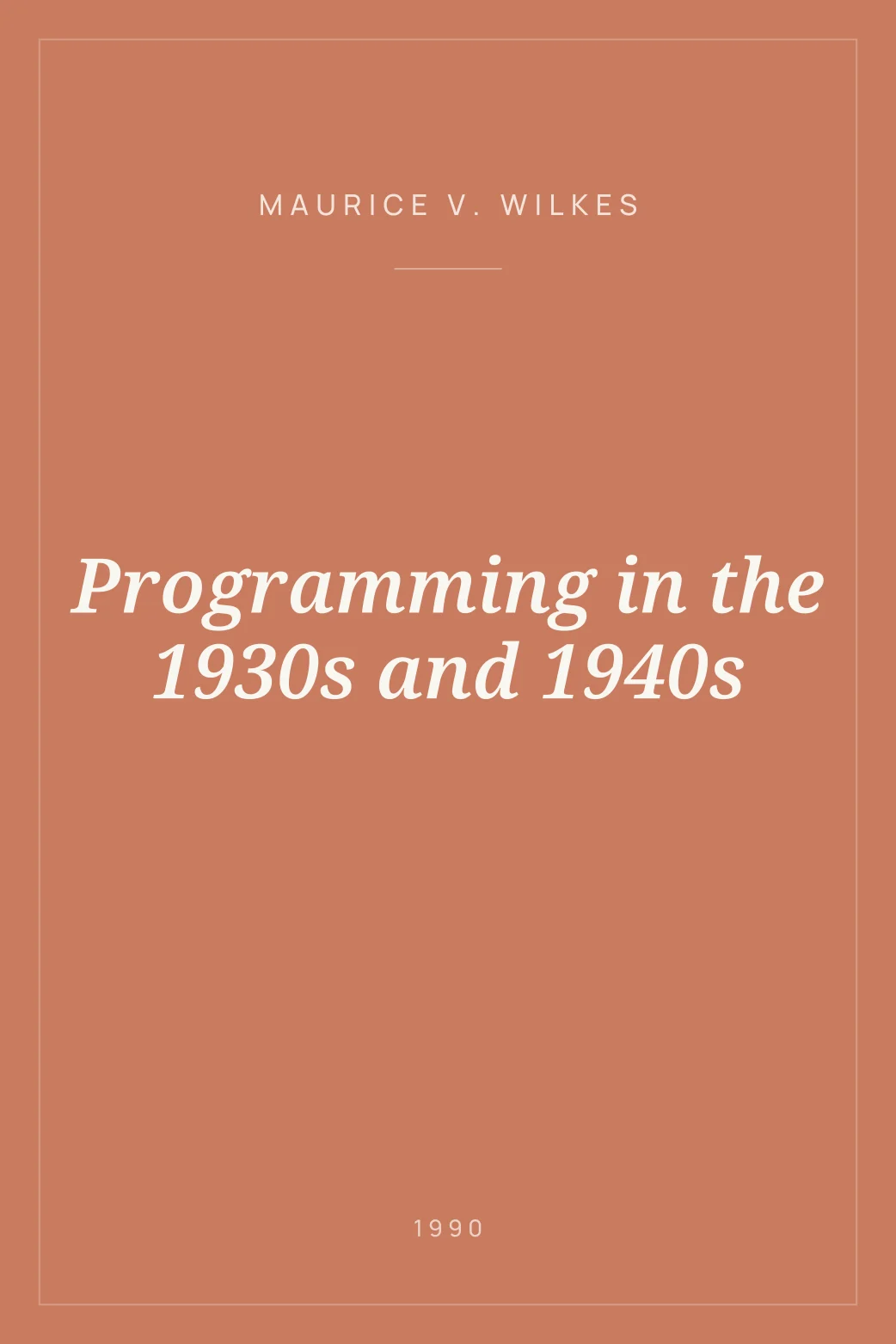 Portada de Programming in the 1930s and 1940s
