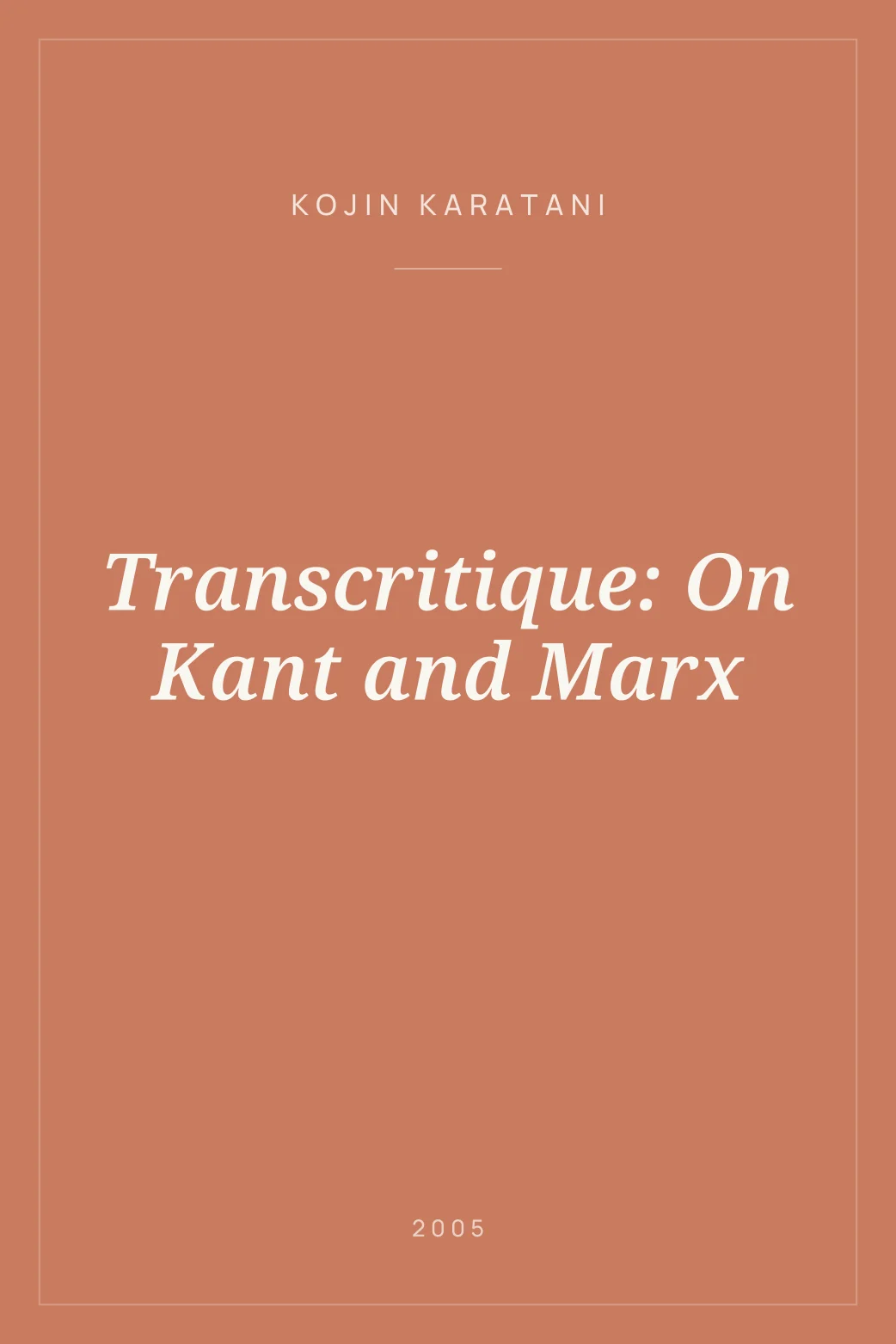 Portada de Transcritique: On Kant and Marx