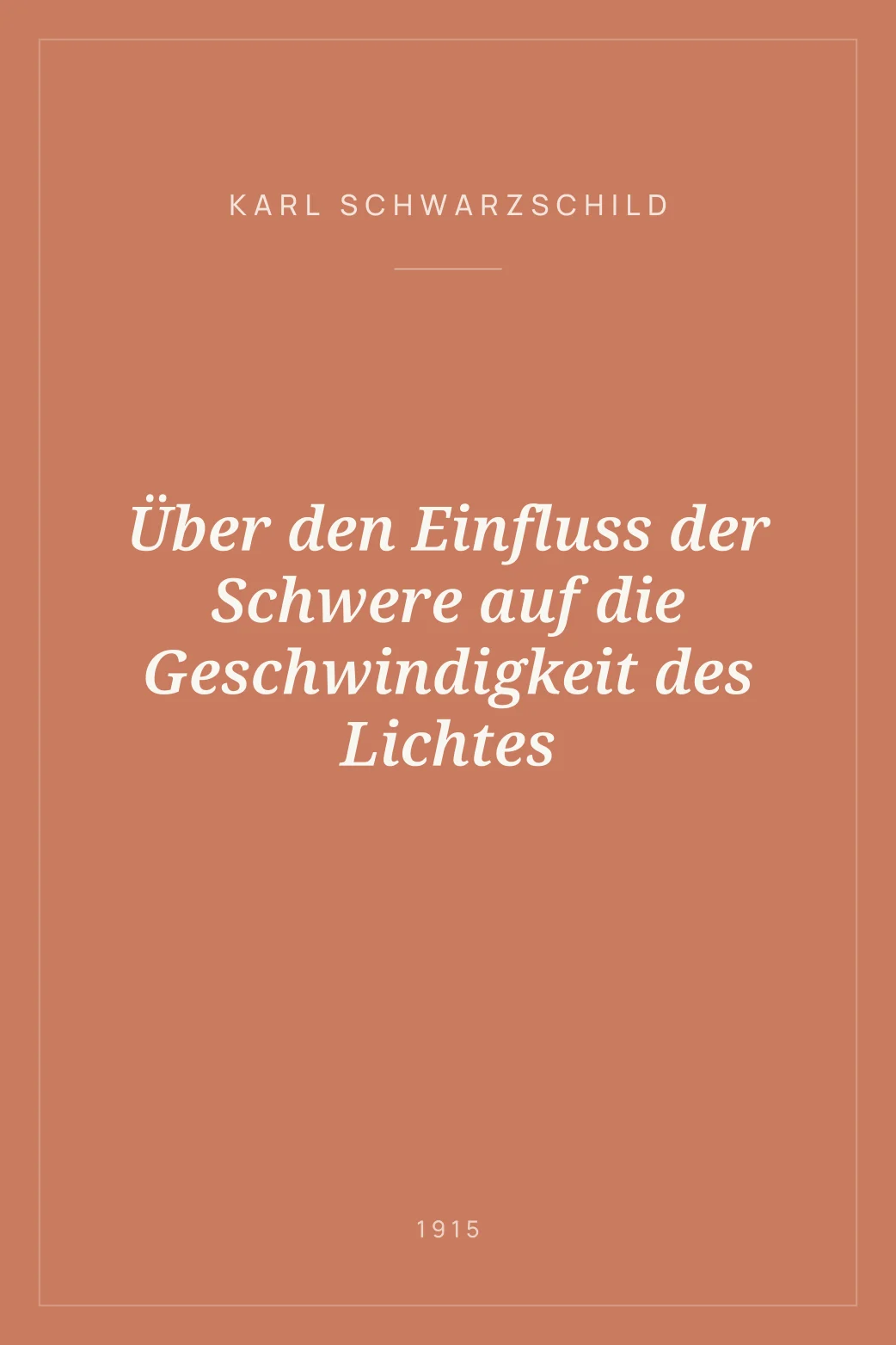 Portada de Über den Einfluss der Schwere auf die Geschwindigkeit des Lichtes