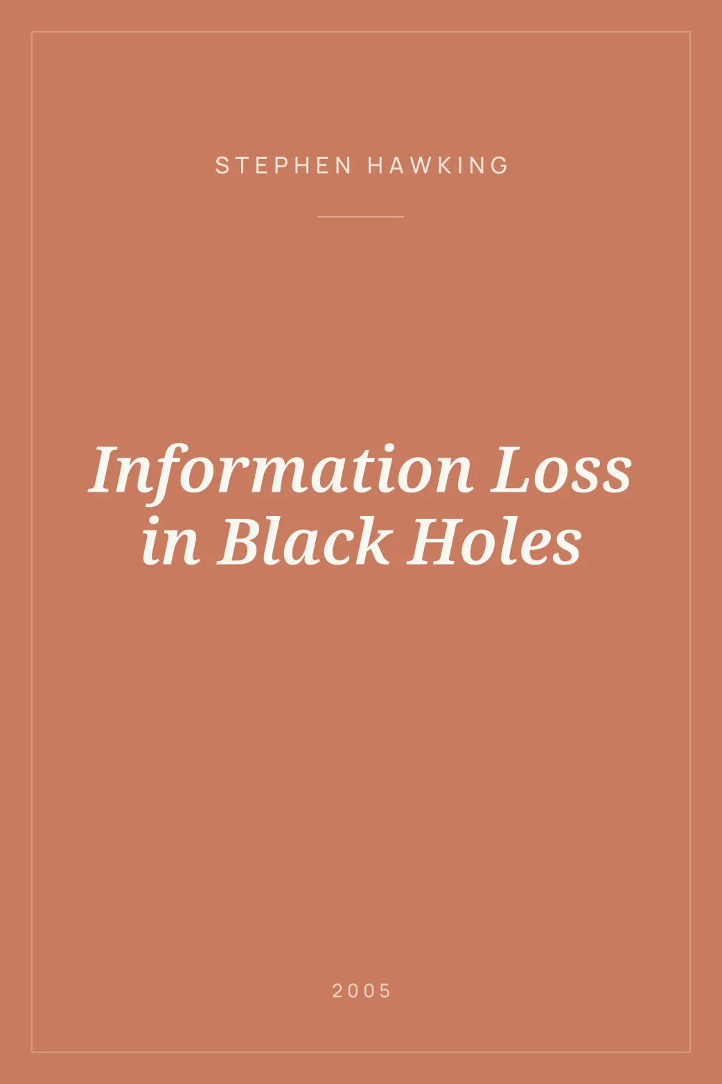 Portada de Information Loss in Black Holes