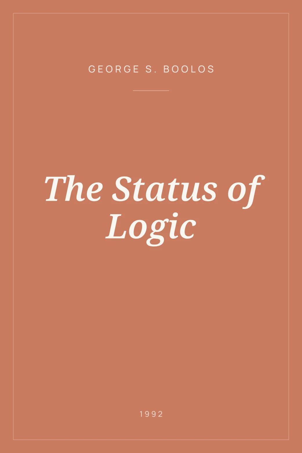 Portada de The Status of Logic