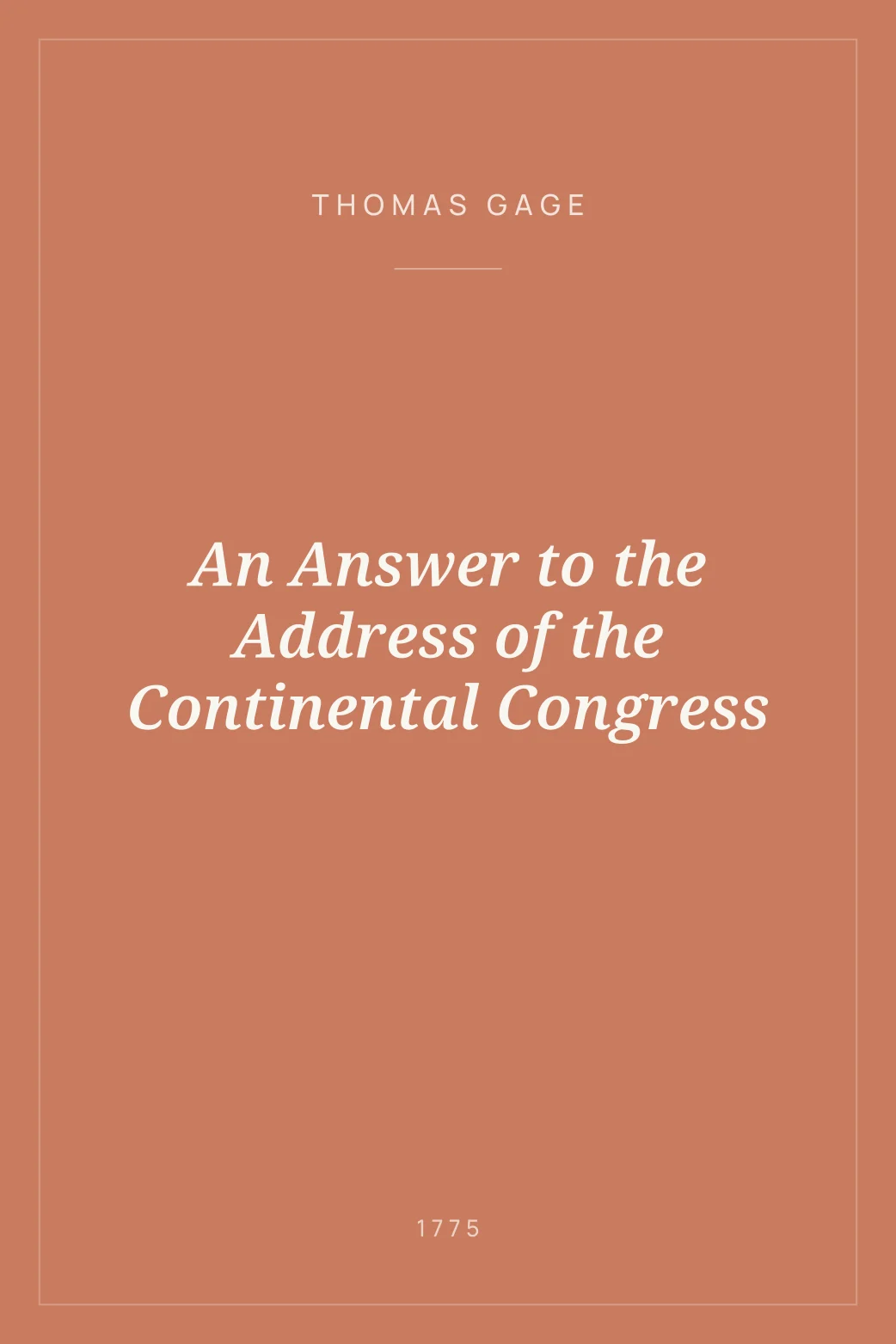 Portada de An Answer to the Address of the Continental Congress