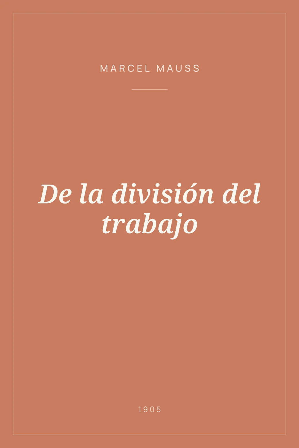 Portada de De la división del trabajo
