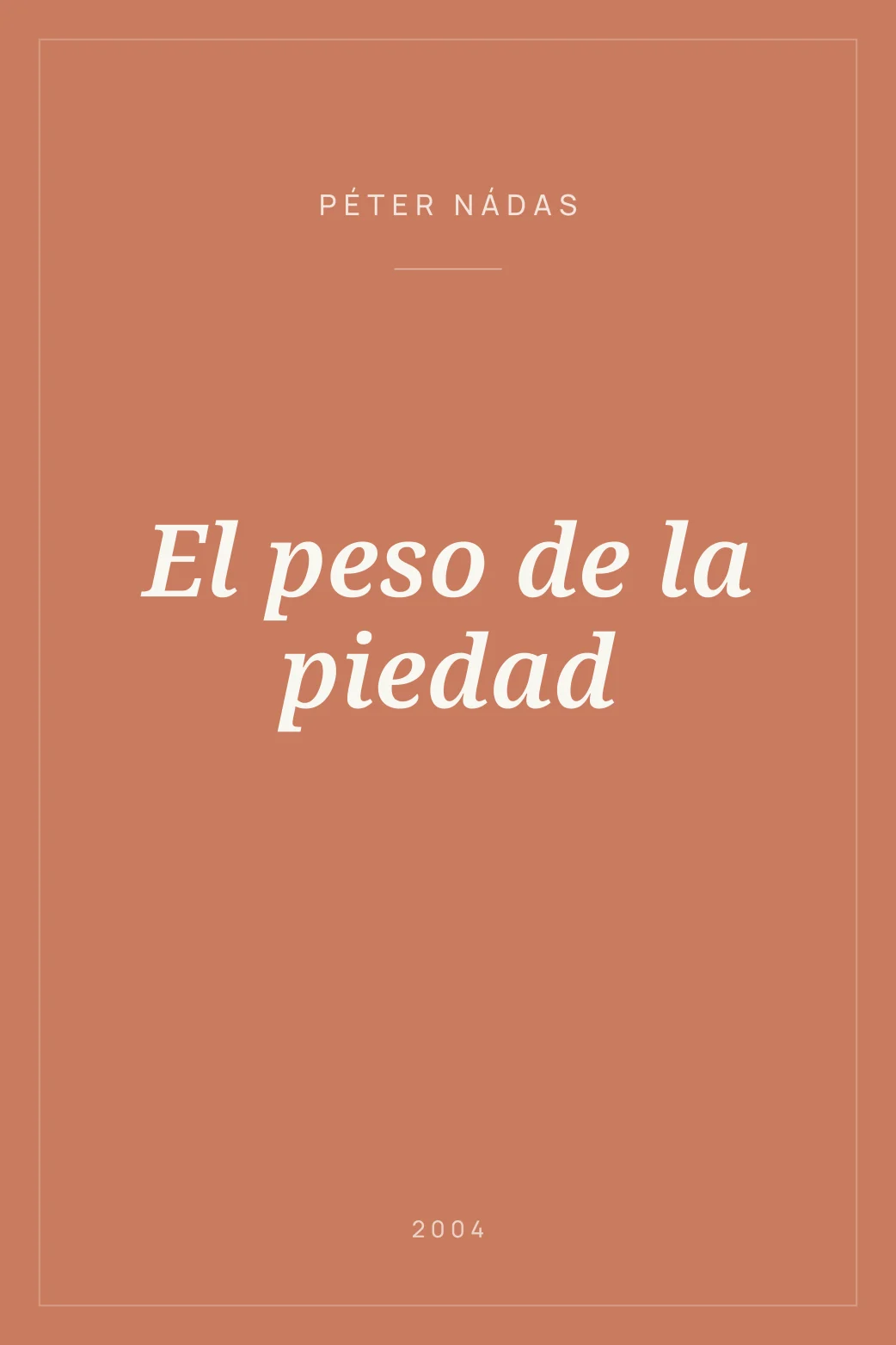 Portada de El peso de la piedad