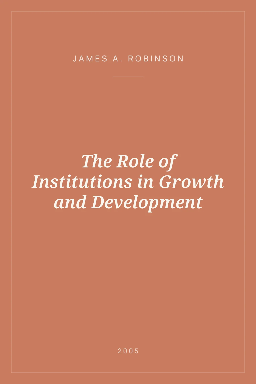 Portada de The Role of Institutions in Growth and Development