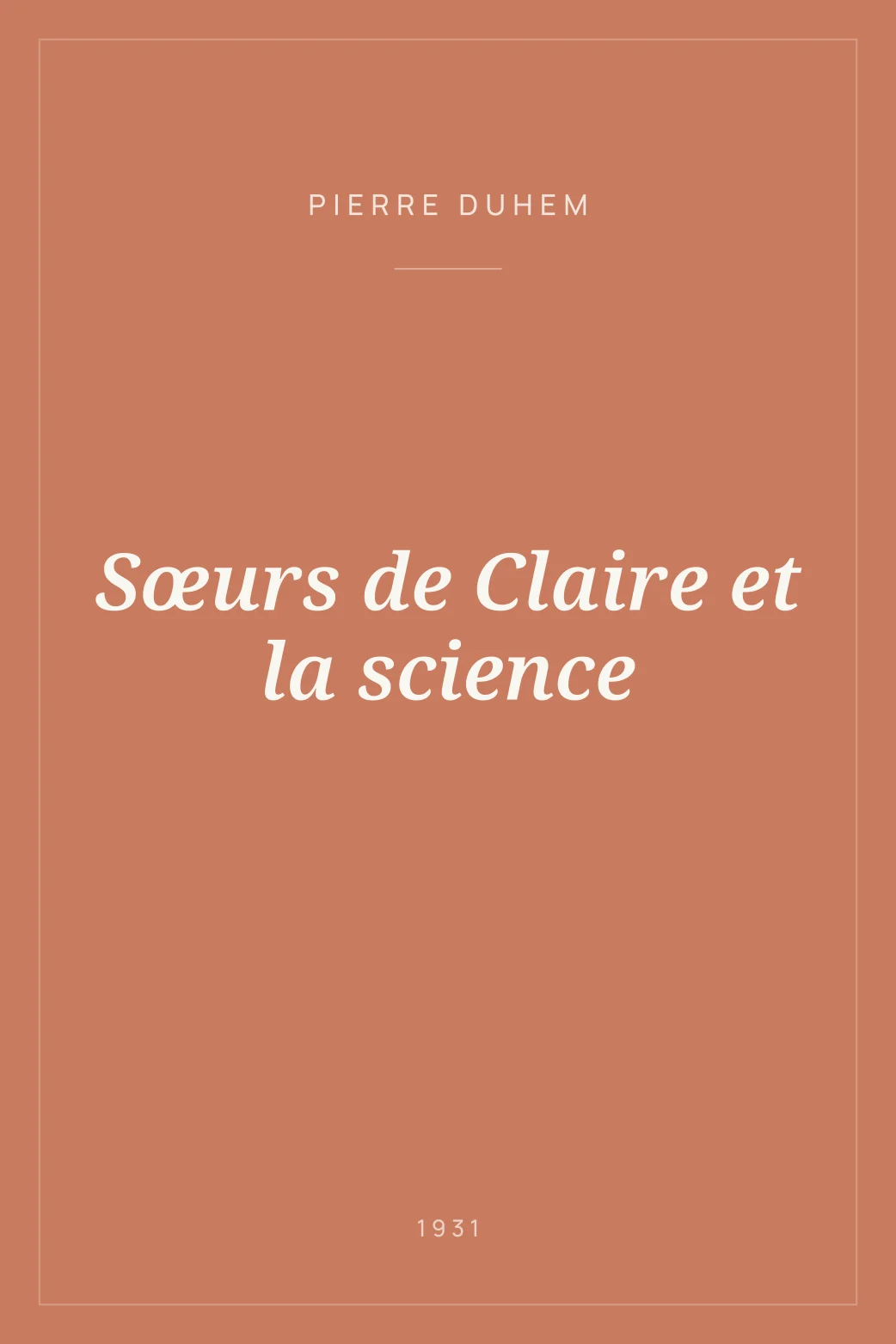 Portada de Sœurs de Claire et la science