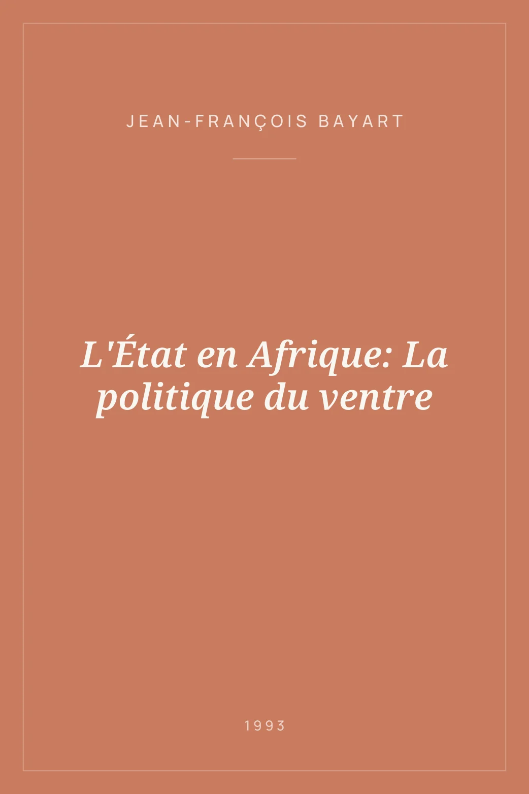 Portada de L'État en Afrique: La politique du ventre