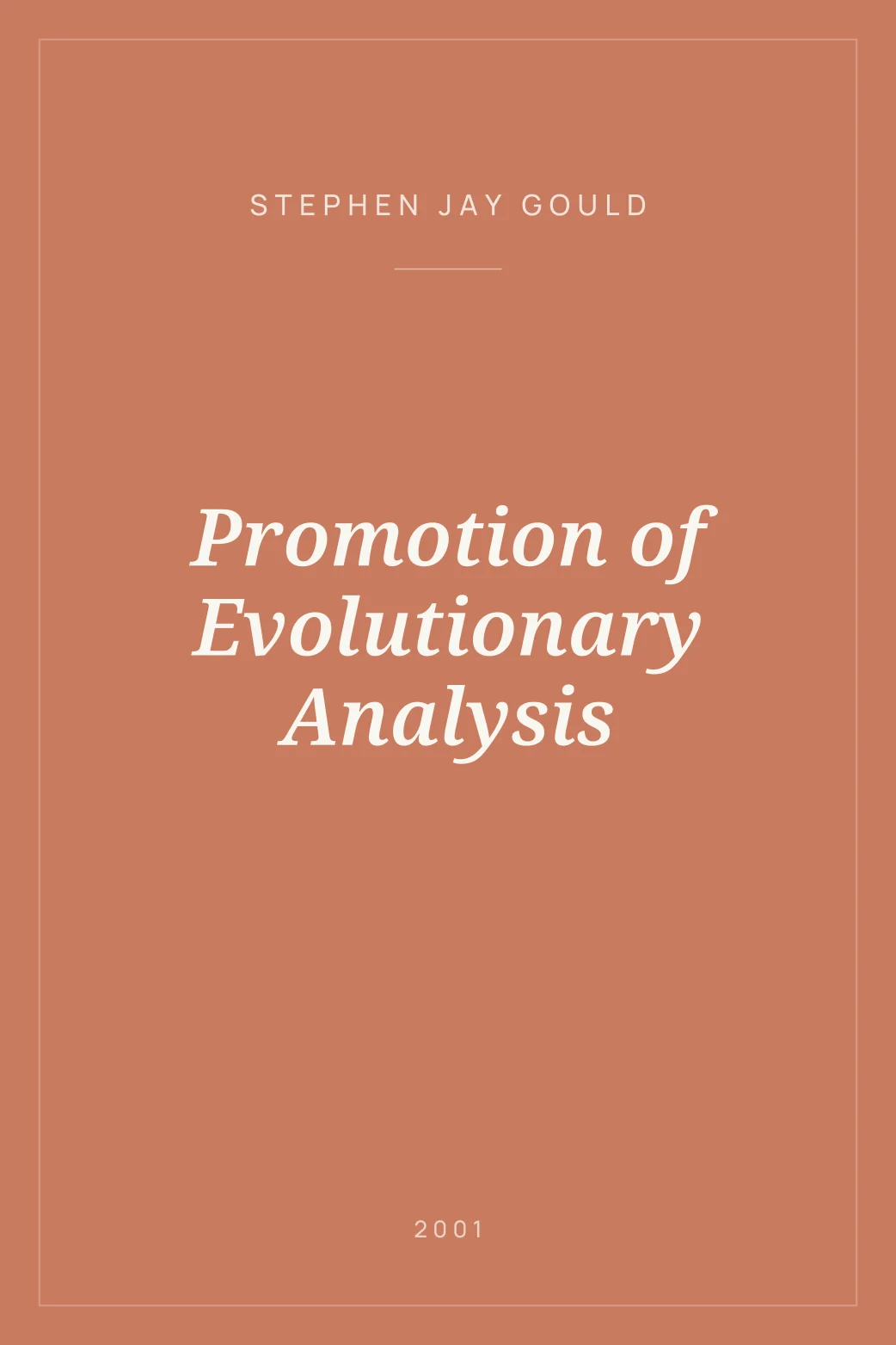 Portada de Promotion of Evolutionary Analysis