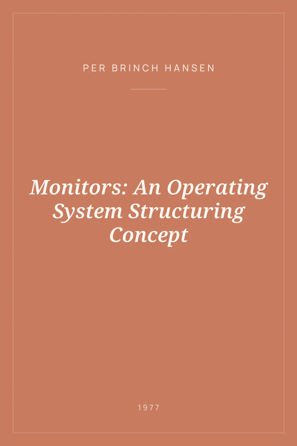 Portada de Monitors: An Operating System Structuring Concept