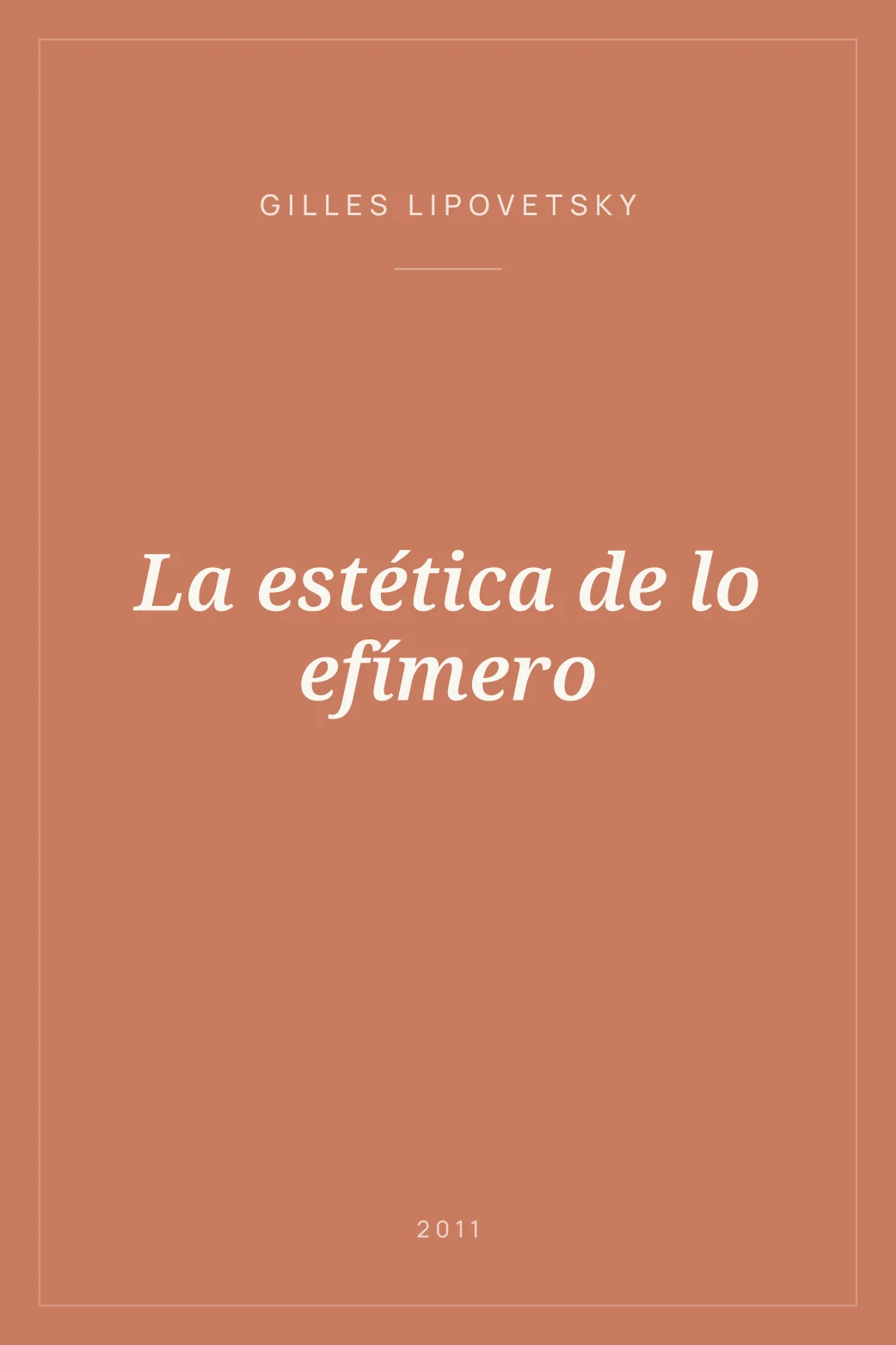 Portada de La estética de lo efímero