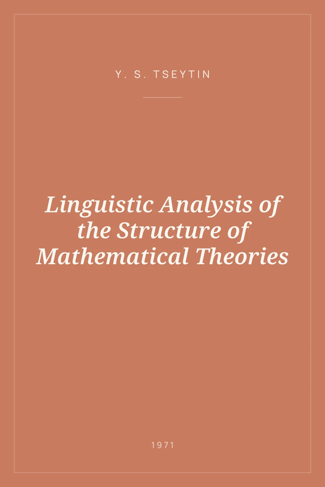 Portada de Linguistic Analysis of the Structure of Mathematical Theories