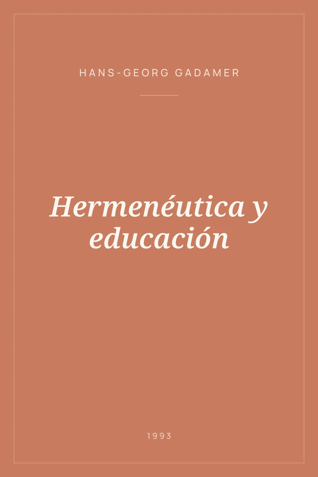 Portada de Hermenéutica y educación