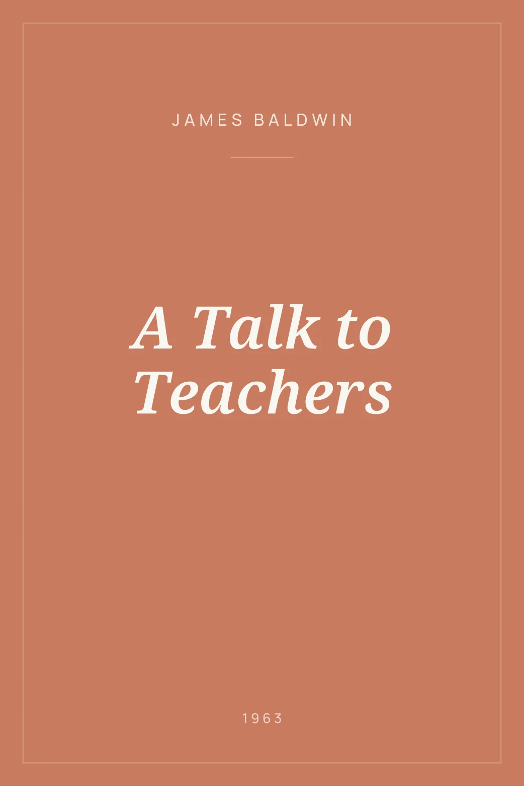 Portada de A Talk to Teachers
