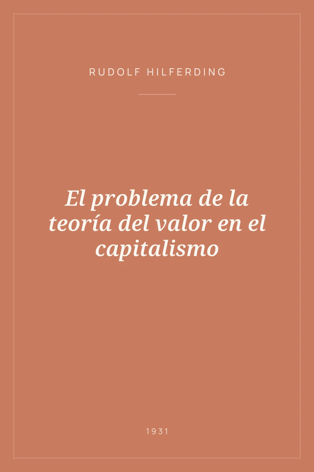 Portada de El problema de la teoría del valor en el capitalismo