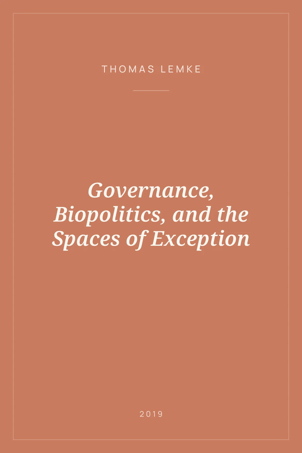 Portada de Governance, Biopolitics, and the Spaces of Exception