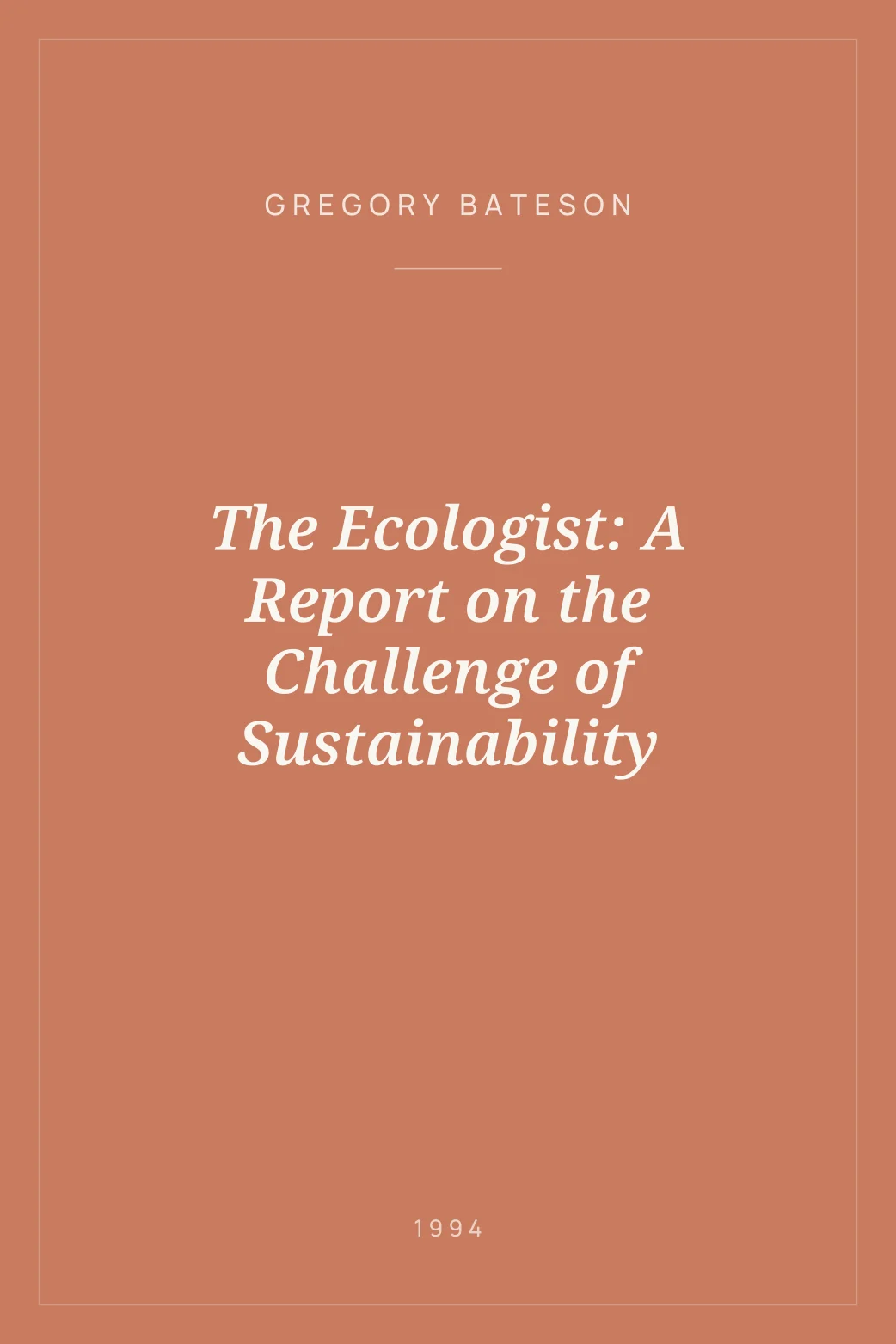 Portada de The Ecologist: A Report on the Challenge of Sustainability