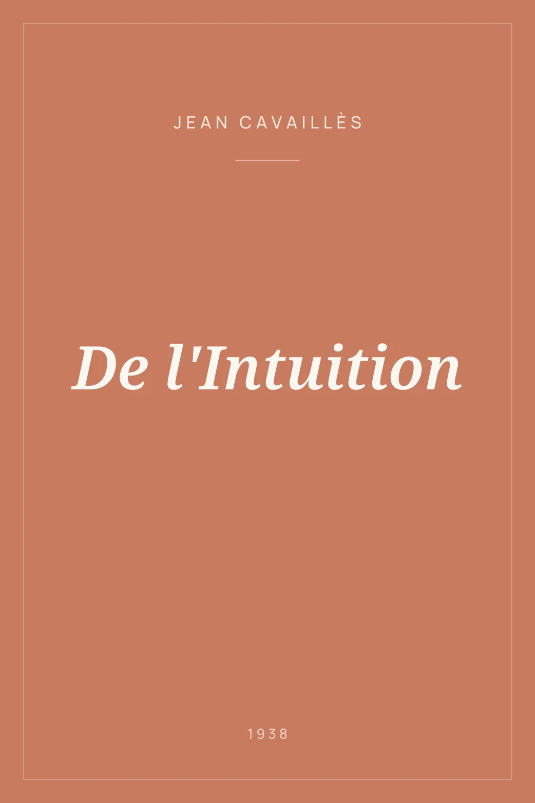 Portada de De l'Intuition