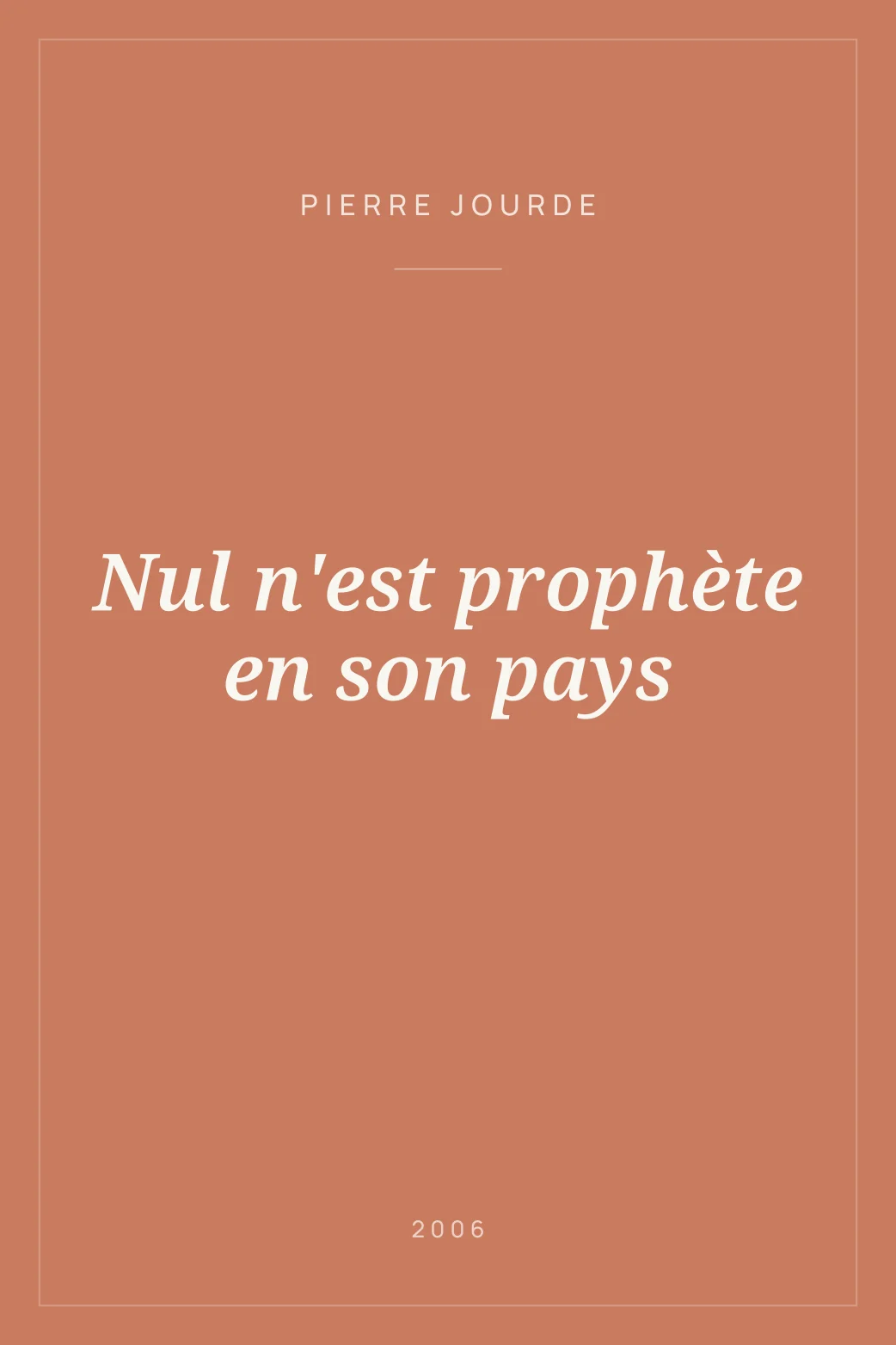 Portada de Nul n'est prophète en son pays