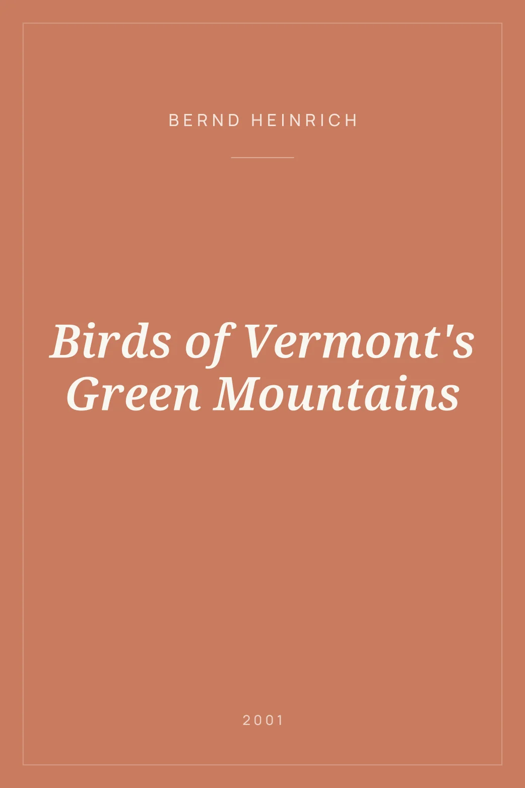 Portada de Birds of Vermont's Green Mountains