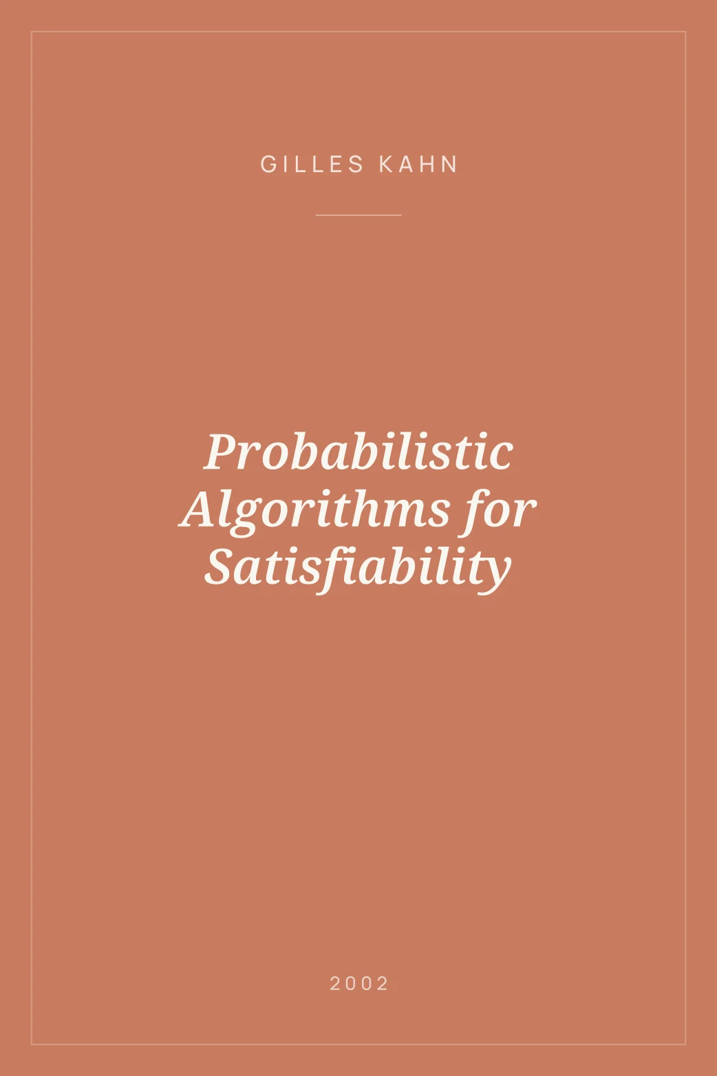 Portada de Probabilistic Algorithms for Satisfiability
