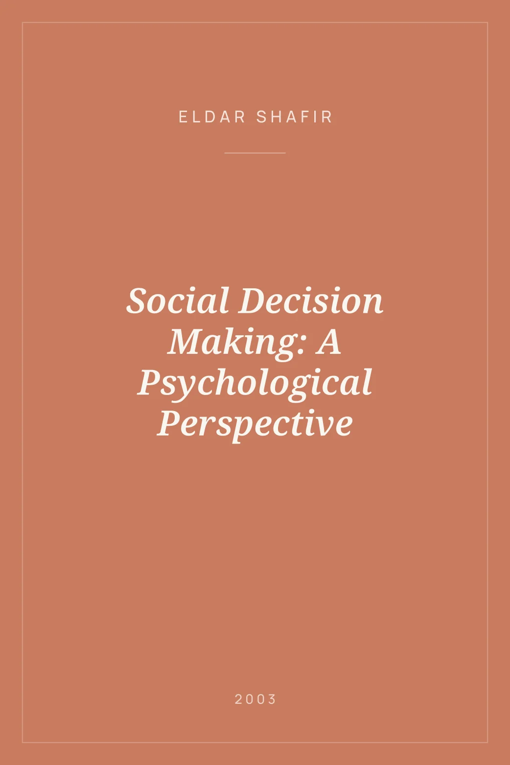 Portada de Social Decision Making: A Psychological Perspective