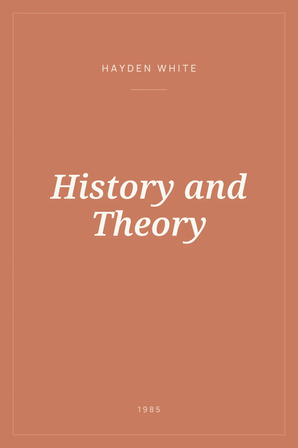 Portada de History and Theory