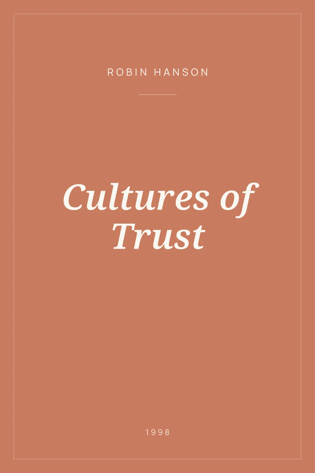 Portada de Cultures of Trust