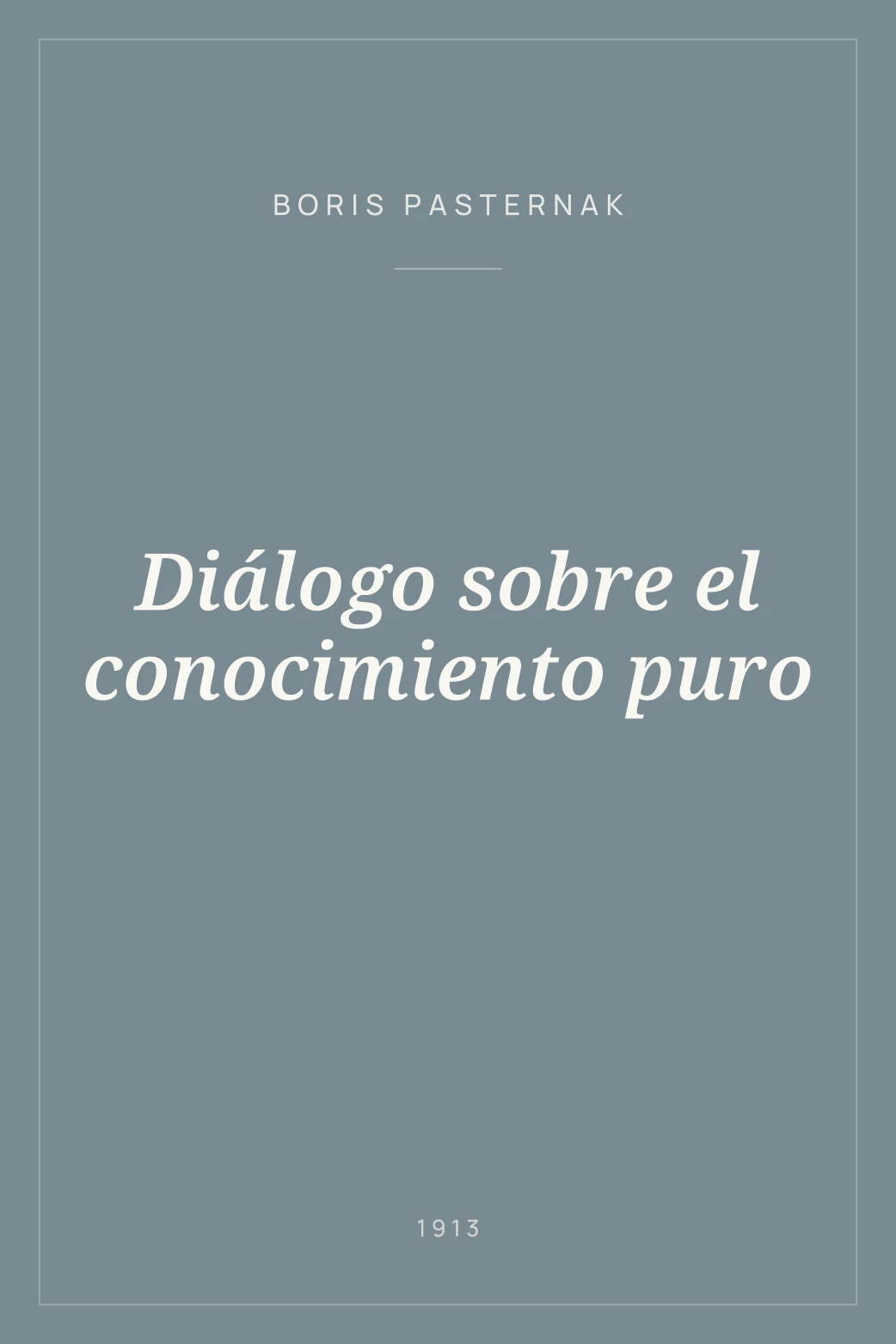 Portada de Diálogo sobre el conocimiento puro