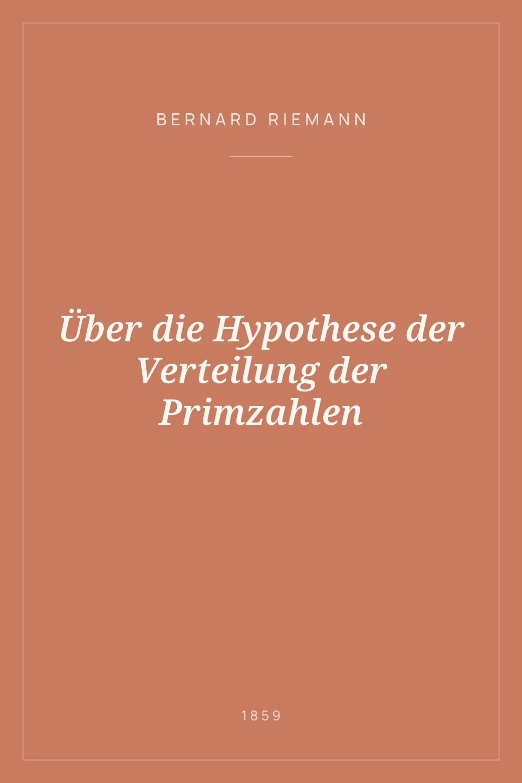 Portada de Über die Hypothese der Verteilung der Primzahlen