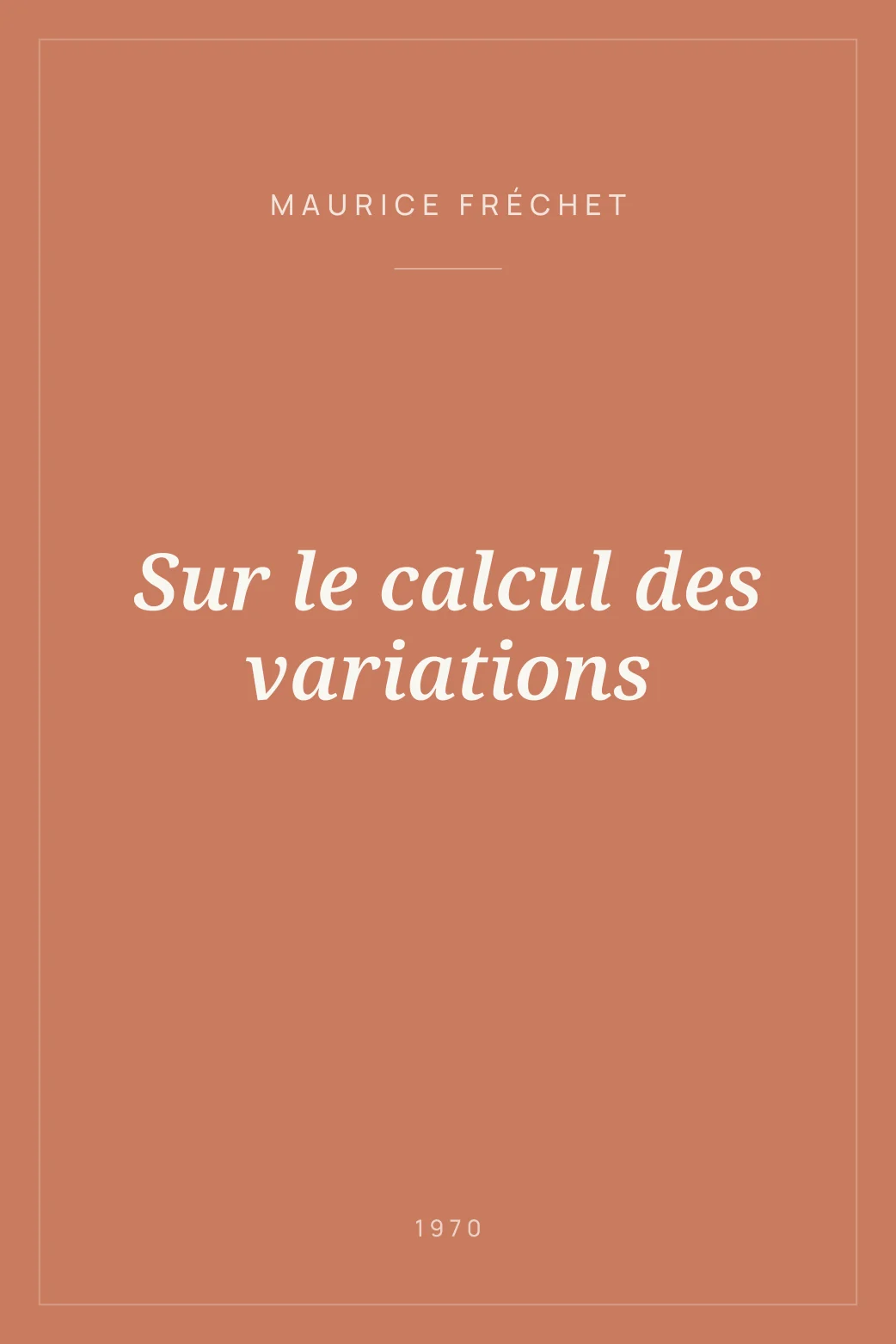 Portada de Sur le calcul des variations