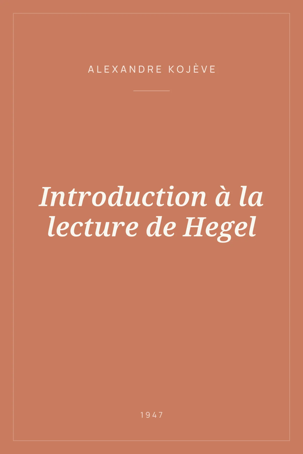 Portada de Introduction à la lecture de Hegel
