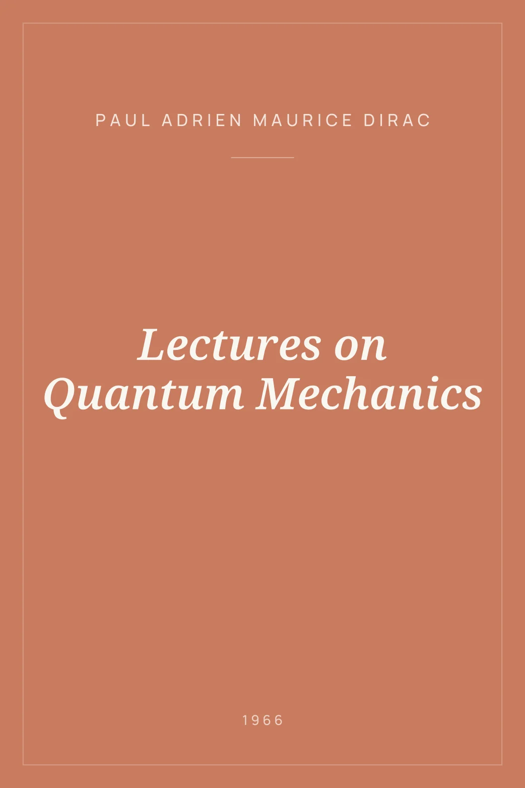 Portada de Lectures on Quantum Mechanics
