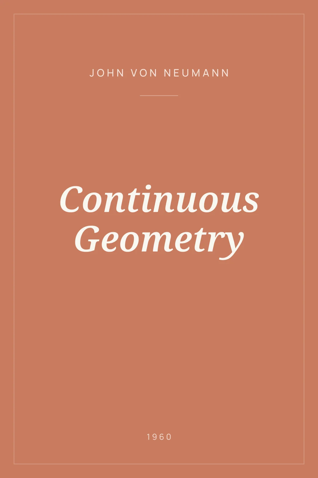 Portada de Continuous Geometry