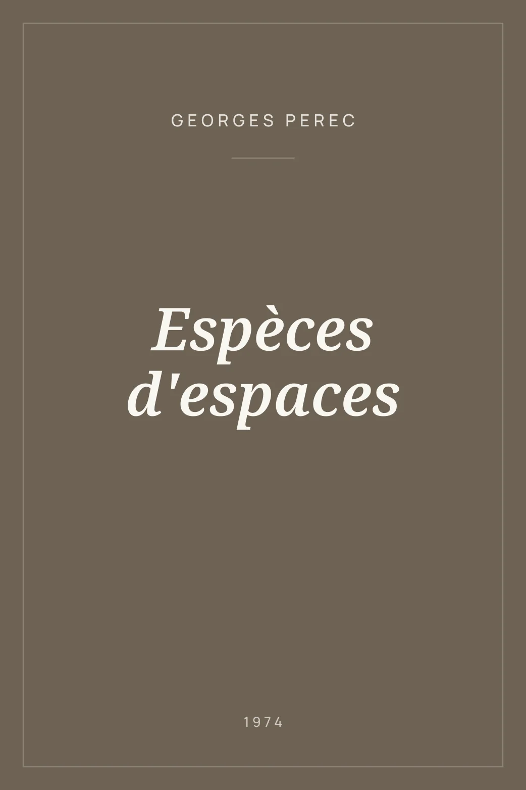 Portada de Espèces d'espaces