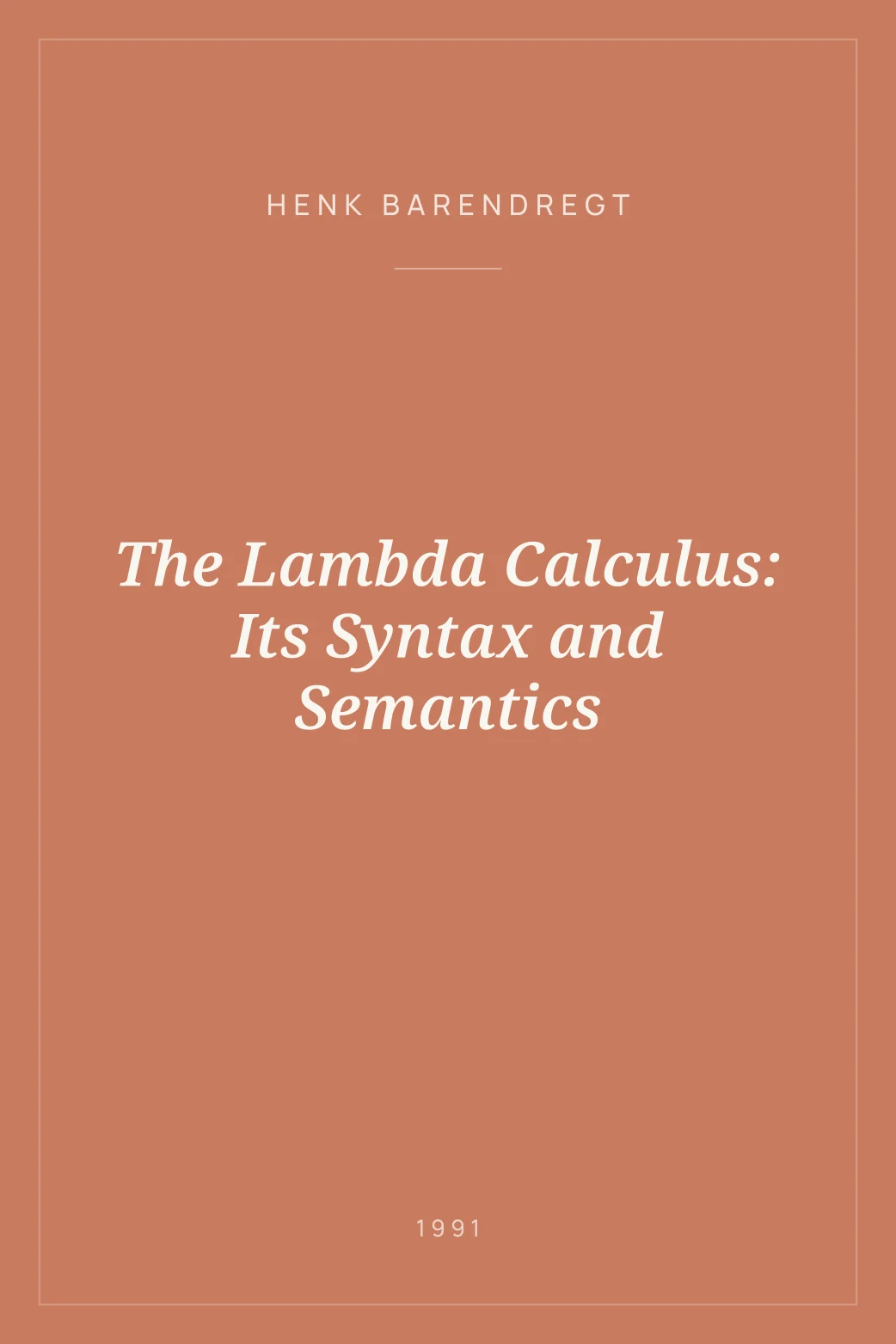 Portada de The Lambda Calculus: Its Syntax and Semantics