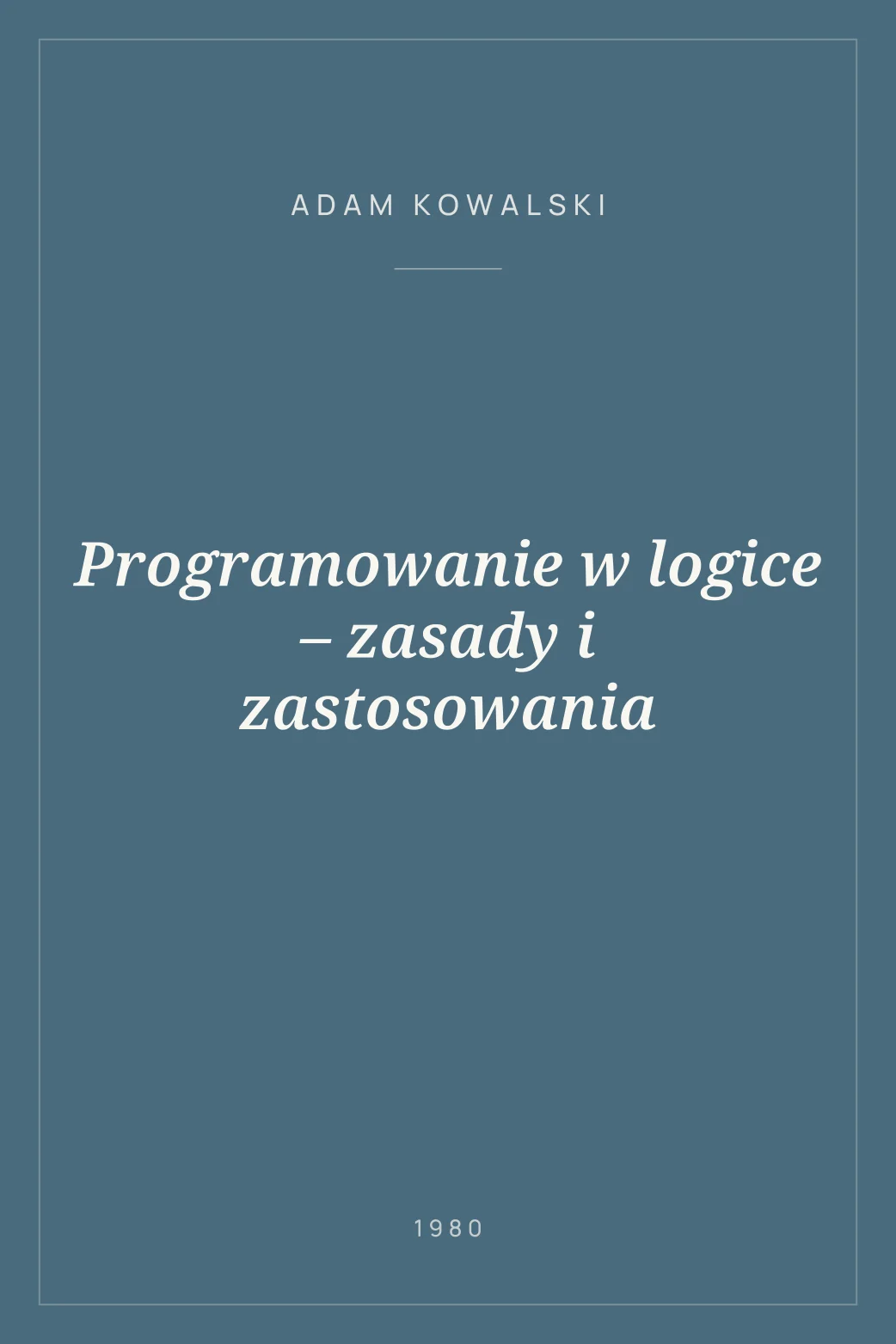 Portada de Programowanie w logice – zasady i zastosowania