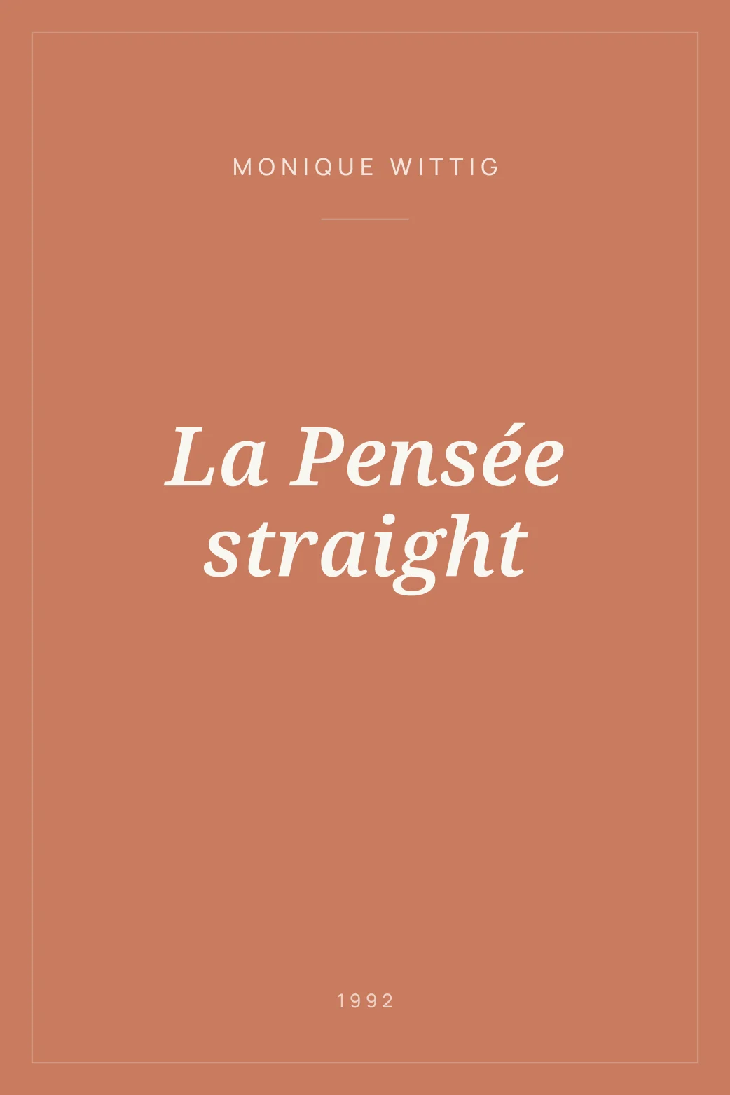 Portada de La Pensée straight