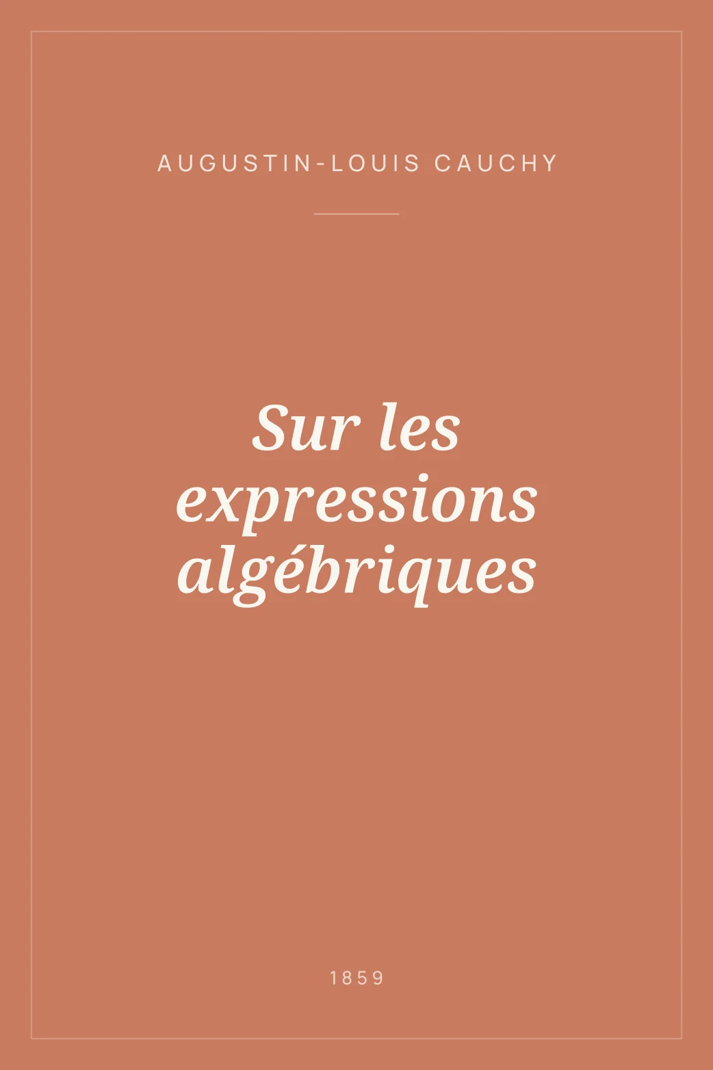 Portada de Sur les expressions algébriques