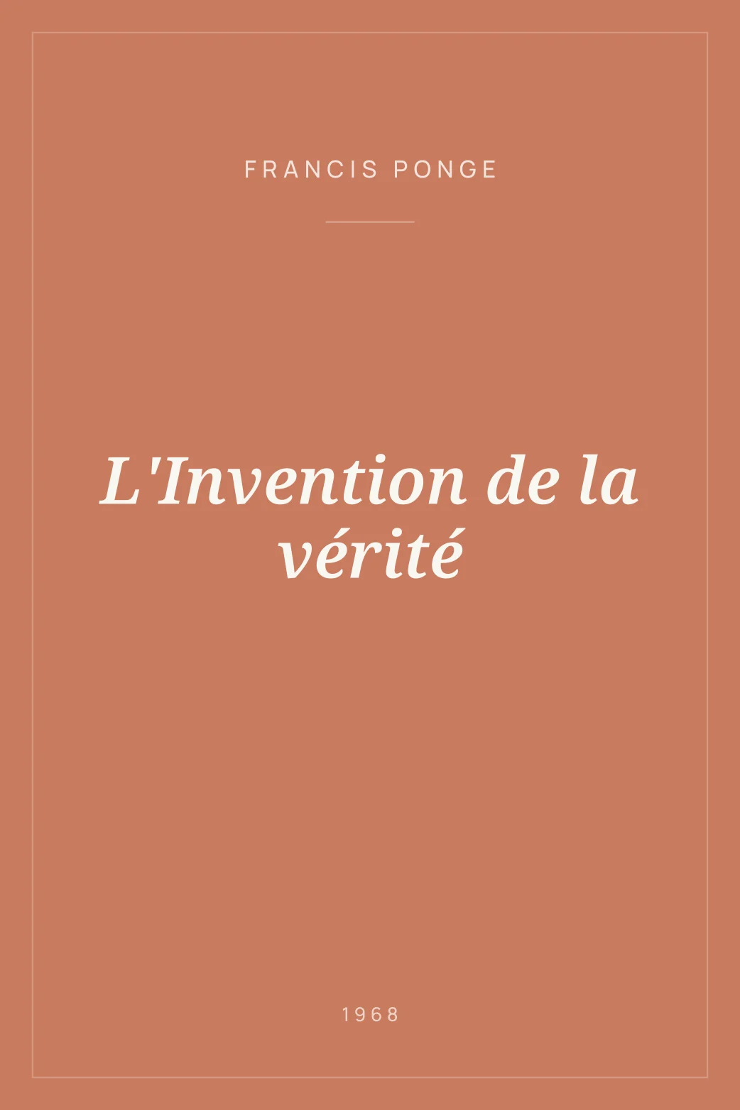 Portada de L'Invention de la vérité