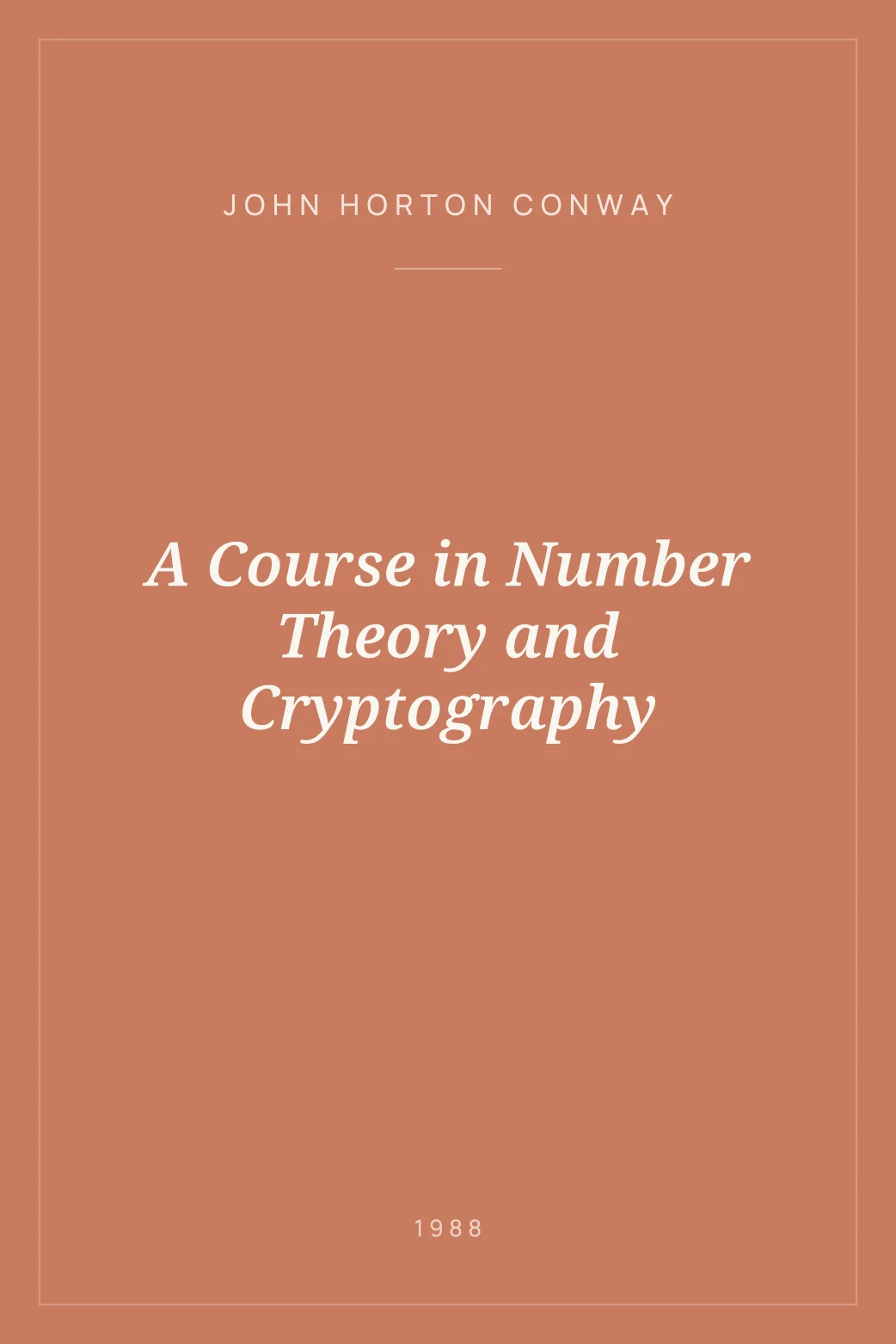 Portada de A Course in Number Theory and Cryptography